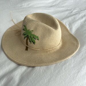Scala Straw hat with palm tree embroidered on side